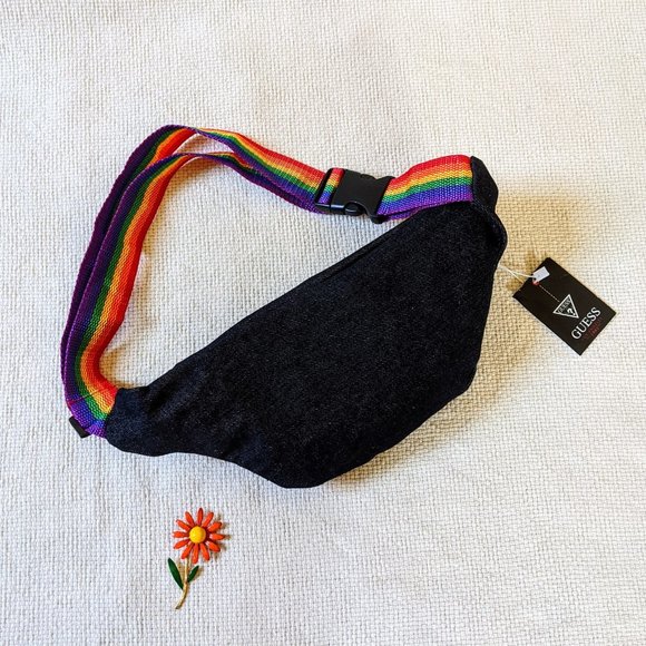 Guess? | Rainbow Strap Denim Logo Fanny Pack - Picture 3 of 7